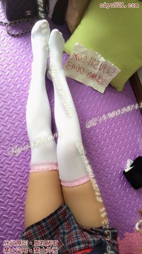 原味丝袜|袜类,臭棉袜,粉色蕾丝花边长筒白棉袜