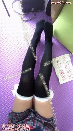 黑色蕾丝绑带长筒 棉袜原味丝袜|袜类臭棉袜