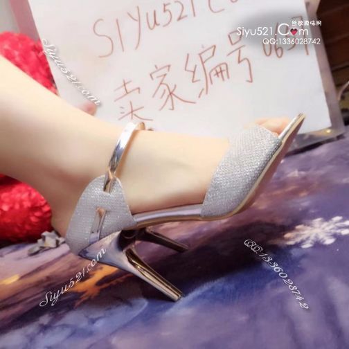 原味女鞋|鞋类,时装鞋,亮片银色鱼嘴鞋