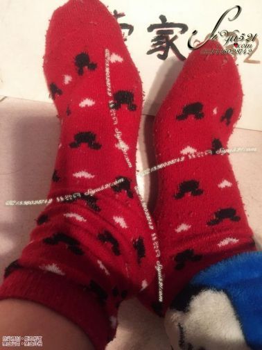 原味丝袜|袜类,臭棉袜,臭臭厚袜子。在家每天都穿的红色爱心棉袜