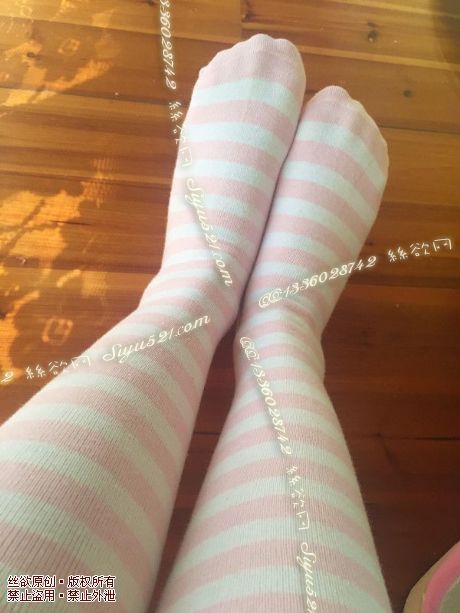 原味丝袜|袜类,臭长筒丝袜,纯纯的粉色条纹长筒棉袜
