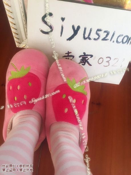 原味女鞋|鞋类,休闲平底,每天都穿的哦可爱草莓棉拖鞋