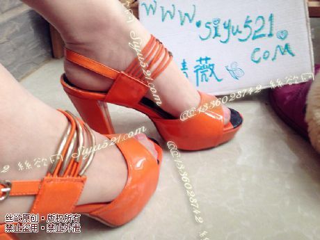 原味女鞋|鞋类,高中短跟,橘色高跟--主人想踩踏了！
