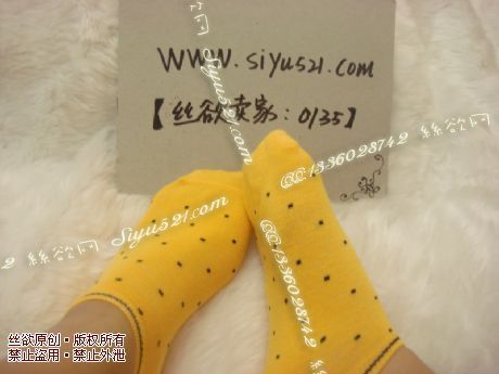 黄色底黑色点点棉袜原味丝袜|袜类臭棉袜