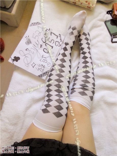 原味丝袜|袜类,臭长筒丝袜,高筒-愛麗絲風格棋盤花紋高筒