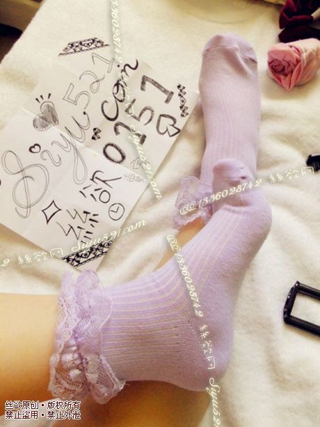 原味丝袜|袜类,臭棉袜,棉短襪-小公主風格紫色棉短襪(只有一雙)