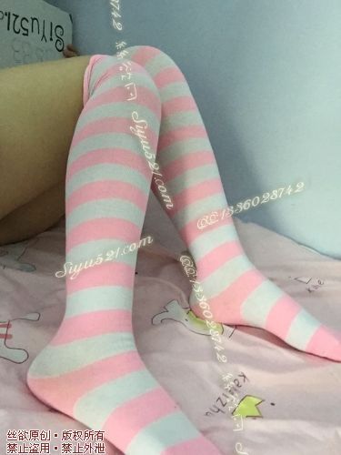 原味丝袜|袜类,其他原味袜类,粉色条纹过膝袜