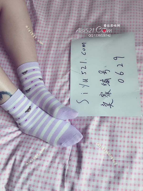 原味丝袜|袜类,臭棉袜,紫色条纹卡通棉袜