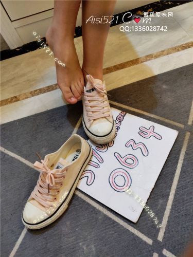 原味女鞋|鞋类,休闲平底,35码粉色帆布鞋，没洗过