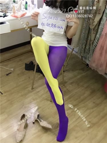 原味丝袜|袜类,臭连裤袜,双色拼接裤袜，黄+紫，轻口味正常穿，重口味跑步穿。