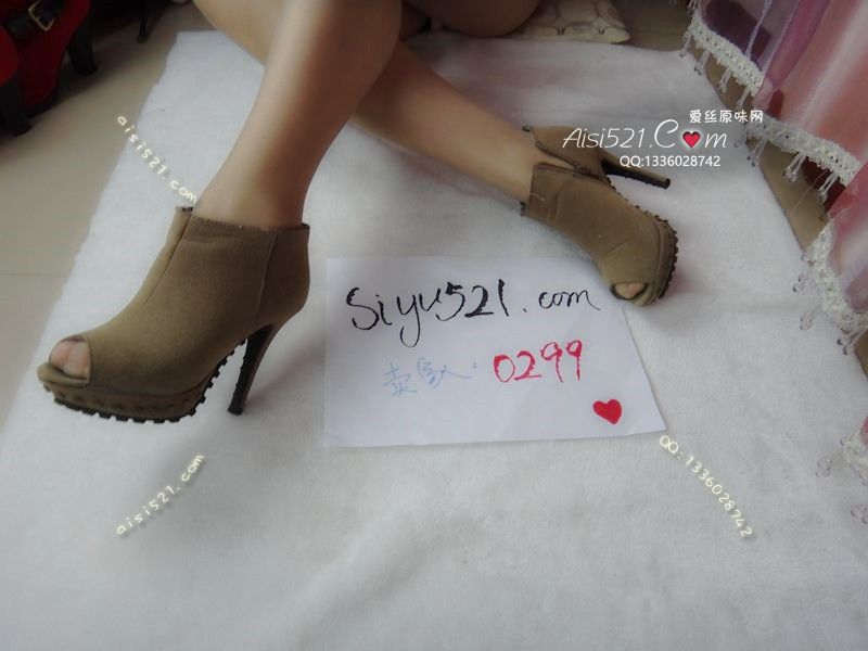 原味女鞋|鞋类,高中短靴,棕色鱼嘴高跟裸靴