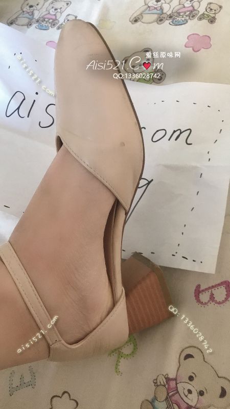 米白色粗跟sao中跟鞋，酸酸sao味道原味女鞋|鞋类高中短跟