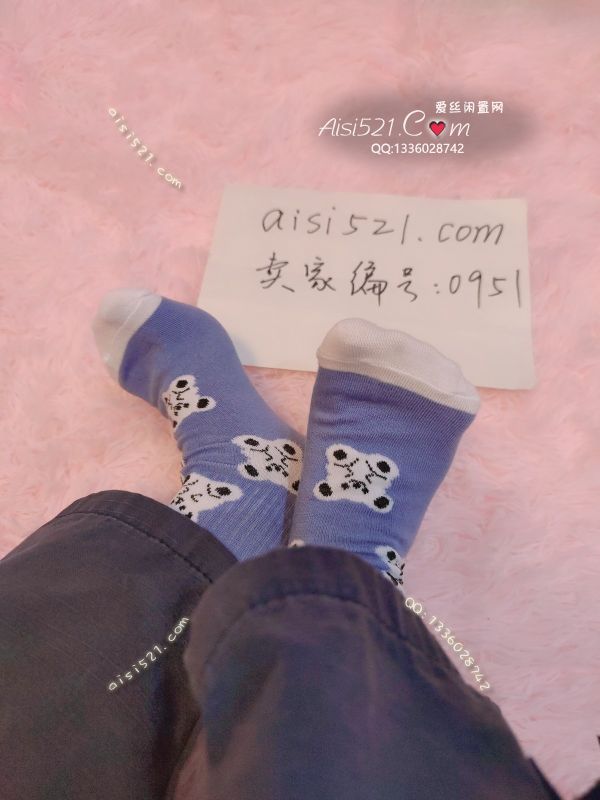 原味丝袜|袜类,臭棉袜,汗脚吸味小熊蓝色纯棉袜子